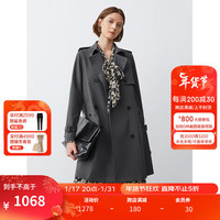 朗姿中长款灰色风衣高级感女士外套2022秋季法式气质 银灰色 170/88A/XL