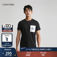 Calvin Klein Jeans23春夏男士时尚撞色口袋印花纯棉短袖T恤ZM02278 BEH-太空黑 S