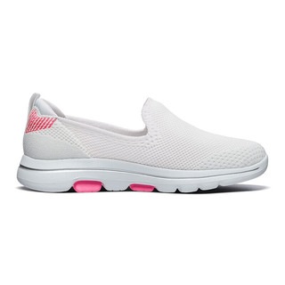 斯凯奇（Skechers）女健步鞋子网面透气休闲运动套脚鞋网面鞋15900/55500 女款-WHP/白色/粉红色 35.5