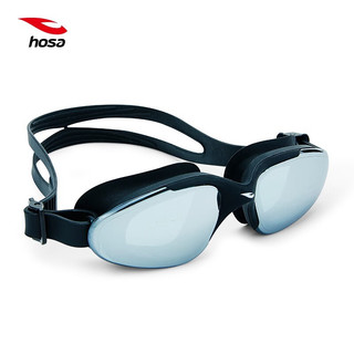 浩沙（hosa） 成人游泳眼镜 男女通用防雾高清大框游泳镜防水护目镜 黑色电镀款（600度）