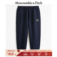 ABERCROMBIE & FITCH【龙年系列】男装 美式小麋鹿抓绒新年束脚运动卫裤 355455-1 海军蓝 XXL (185/104A)