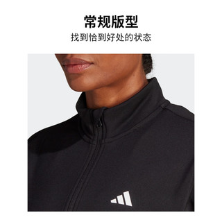 adidas速干运动立领夹克外套女装春季阿迪达斯HZ5615 黑色/白 A/XL