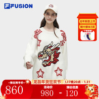 FILA FUSION斐乐潮牌欧阳娜娜同款织衫2024春季时尚休闲毛衣 云白色-WT 185/104A/XXL