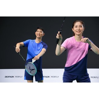 迪卡侬（DECATHLON）男羽毛球服女t恤羽毛球短袖运动服上衣透气轻IVJ1 男士北卡蓝色上衣_23年新 XL