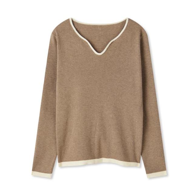 bossini 堡狮龙 毛衣女秋冬款针织衫女撞色设计通勤气质套头上衣