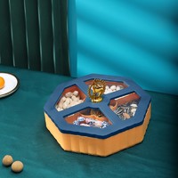 FK 访客 家用干果盘客厅水果盘塑料带盖分格密封糖果盒坚果收纳盒 干果盒可旋转
