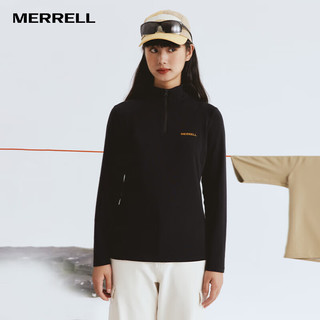 迈乐（Merrell）迈乐户外女款休闲衣抓绒内搭内里保暖舒适上衣简约百搭休闲上衣 黑色MC1230009-BK02 S