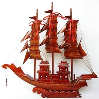 雅轩斋 红木工艺品 实木质帆船模型一帆风顺 红木船特大80摆件手工