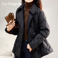 La Chapelle 十字绣款西装领羽绒服新款女外套白鸭绒