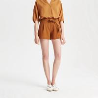 MECITY 早秋女装休闲时尚百搭宽松舒适系腰短裤女式休闲裤