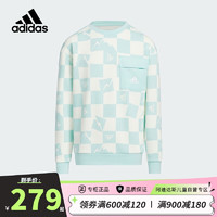 阿迪达斯（adidas）童装款儿童小大童加绒圆领套头针织衫无帽卫衣 IN5204 IN5204浅蓝 140cm