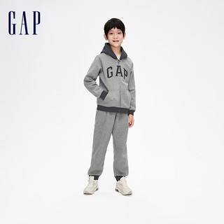 Gap男女童冬季2023LOGO碳素软磨抓绒保暖卫衣836686 灰色 150cm(L)亚洲尺码