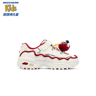 Skechers斯凯奇奇龙鞋女童新年2024红色老爹鞋时尚运动鞋319513L 米白色/白色/红色/OFWR 34码