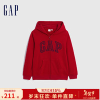 Gap男女童冬2023LOGO法式圈织软新年连帽卫衣857492 红色 130cm(S)亚洲尺码