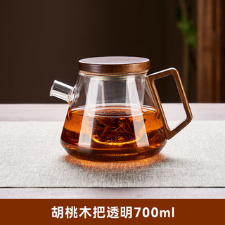天喜（TIANXI）玻璃茶壶泡茶壶茶具套装大容量茶水分离水杯泡茶杯过滤茶壶 透明色-700ml
