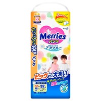 花王（Merries）妙而舒婴儿学步裤 日本拉拉裤 加量装XXL32片(15-28kg)箱装2包