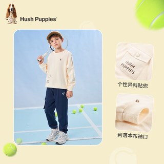 暇步士（Hush Puppies）童装儿童男大童秋季卫衣2023舒适时髦个性 奶油色 155cm(偏大半码)