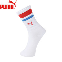 PUMA彪马袜子男士时尚运动高筒袜1双装 白红 均码