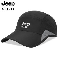 Jeep吉普帽子男士棒球帽夏季速干网眼透气户外运动太阳帽防晒遮阳帽 CA0296黑色 均码(56-61CM)帽围大小可以调节