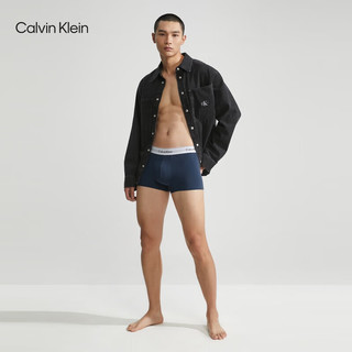 Calvin Klein内衣【明星同款摩登引力带】男两条装提花棉质防夹臀内裤NB1086 CBZ-深灰蓝/枫叶红 L