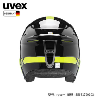 UVEX race+ FIS滑雪头盔 德国优维斯竞技全盔单双板大回转专业滑雪盔 亮黑-石灰黄绿 55-56cm