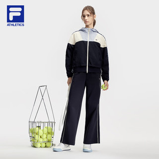 FILA 斐乐女士梭织外套2024春撞色拼接网球运动连帽上衣 RD宝蓝-NV 170/88A/L