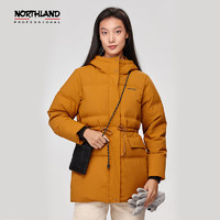 诺诗兰（NORTHLAND）羽绒服女户外御寒鹅绒中长款羽绒外套NDJCT2658E 棕黄色 175/XL