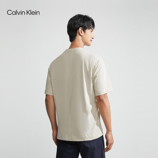 Calvin Klein 运动23春季男士简约字母印花跑步健身圆领宽松短袖T恤4MS3K122 100-月光白