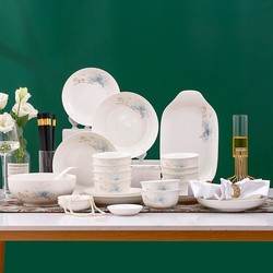 隽美 中式餐具35件套陶瓷套装-蓝芙蓉
