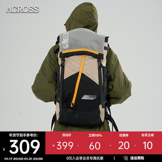 ACROSS户外登山包专业背包35升防泼水多功能旅行包徒步旅游大容量双肩包 卡其黑