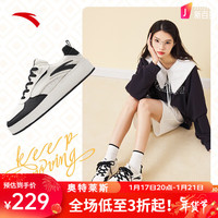 安踏（ANTA）奶盖鞋2板鞋女鞋冬季厚底增高休闲鞋运动小白鞋 象牙白/黑-1 5.5(女36)