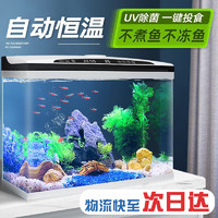 Fish treasure 鱼之宝 鱼缸自动恒温加热免换水浮法玻璃鱼缸七色灯光 恒温加热款-CRV580