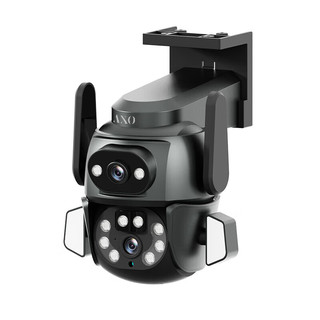 AXO 双镜头双屏联动超高清摄像头室外防水监控器360度全景旋转球机+128G内存卡