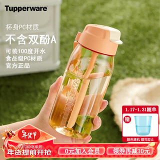 特百惠（Tupperware） 乐C550ML男女吸管便携密封办公运动塑料水杯子 (会员再减10)蜜桃橙 550ml 1个