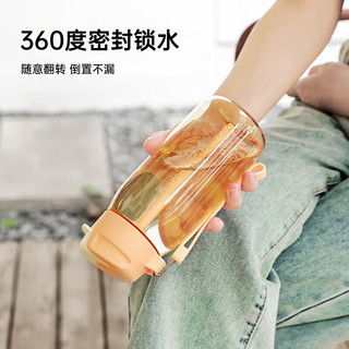 特百惠（Tupperware） 乐C550ML男女吸管便携密封办公运动塑料水杯子 (会员再减10)蜜桃橙 550ml 1个