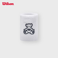 威尔胜（Wilson）中性小熊刺绣运动透气护腕吸汗网球配件护腕 一对装 雪白色-WU20006332IVA