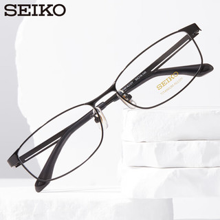 精工(SEIKO)男士商务简约全框钛合金眼镜架H01121 112黑色 万新防蓝光1.74 112-黑色