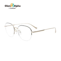 夏蒙（Charmant）眼镜框时尚轻盈圆形金属眼镜架可配近视度数男女GA38075 BK-黑色