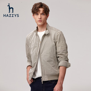 Hazzys哈吉斯春季外套男休闲夹克衫纯色简约工装棒球服上衣潮