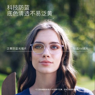 依视路（ESSILOR） 【线上】防蓝光辐射防紫外线非球面近视眼镜片钻晶X4两片装 钛+金属-全框-4021BK-黑色 非球面镜片 1.56 (较薄)