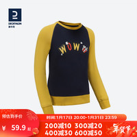 迪卡侬宝宝卫衣上衣春秋婴儿童童装女童圆领印花保暖套头KIDG 加绒保暖-插肩袖黄 2_3岁