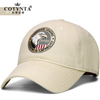 科蒂尼塔（COTYNTA）帽子男士春秋冬季通用高档大头围棒球帽防晒太阳帽潮流鸭舌帽男 棉款战鹰卡其色 L正常码（54-58cm）