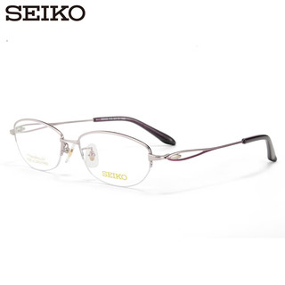 精工(SEIKO)镜框女士优雅小框商务眼镜架HC2010 175枪色 万新防蓝光1.56