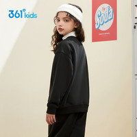 361°童装男女童套头卫衣冬季中大童运动休闲上衣 经典黑 150cm