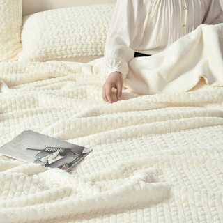 DAPU大朴 仿兔绒毛毯双层加厚毯子空调午睡毯沙发毯200*230cm 垂耳米