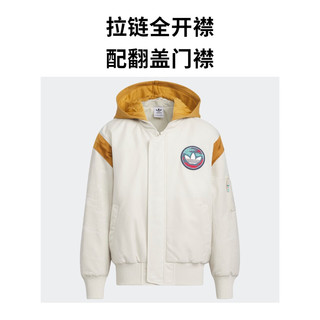 adidas阮菲菲联名运动棉服男大童儿童龙年新年款阿迪达斯三叶草 清澈棕/麦棕 158cm