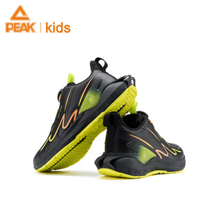匹克童鞋态极5.0Pro儿童跑步鞋旋钮扣缓震舒适运动鞋 黑色/荧光绿 34