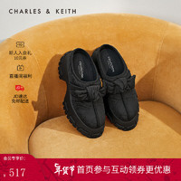 CHARLES&KEITHSL1-70280003环保材质厚底休闲拖鞋 Black黑色 40