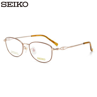 精工(SEIKO)眼镜架全框男女文艺小脸金丝眼镜框HC2024 112  凯米U6防蓝光1.67 112金色+咖色