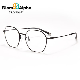夏蒙（Charmant）GA系列眼镜架男女士全框多边形钛合金GA38202 BK1